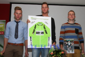 Het podium bij de heren met Tim Kerkhof, Marco Brus en Twan Castelijns.